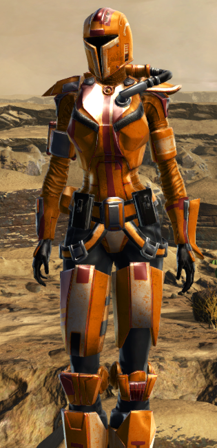 Reforged Mandalorian Hunter dyed in SWTOR.