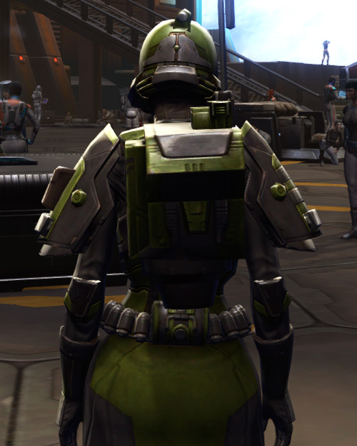 Citadel Boltblaster Armor Set Back from Star Wars: The Old Republic.