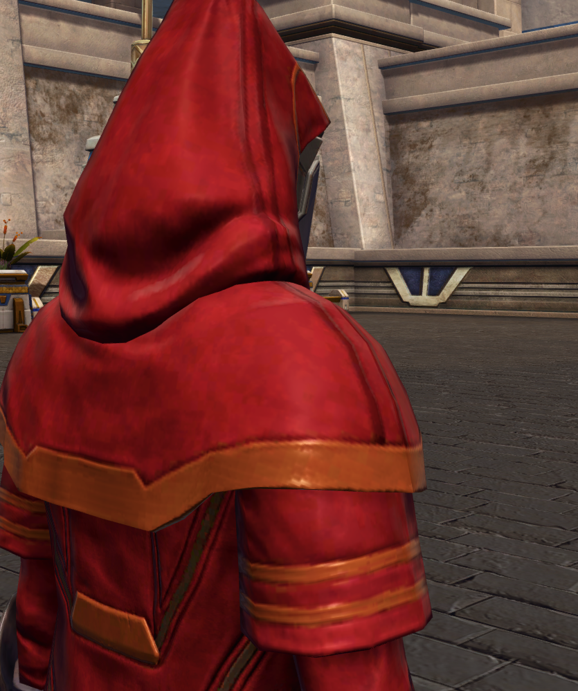 Force Pilgrim Armor Set detailed back view from Star Wars: The Old Republic.