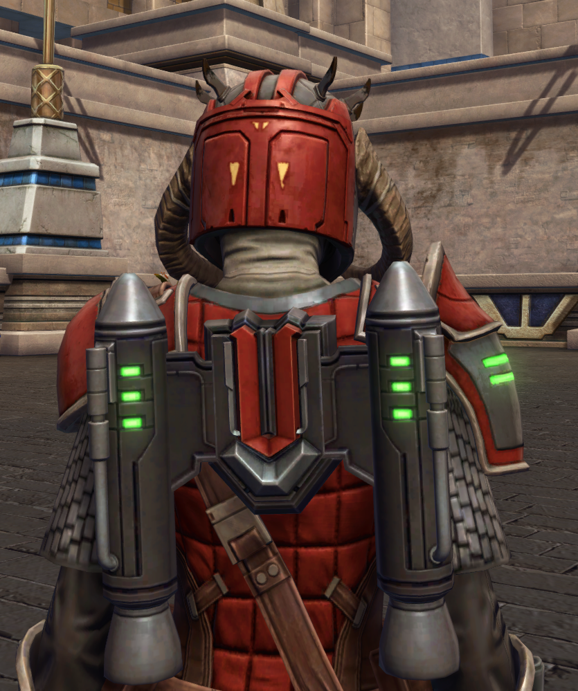 Mandalorian Stormbringer Armor Set detailed back view from Star Wars: The Old Republic.