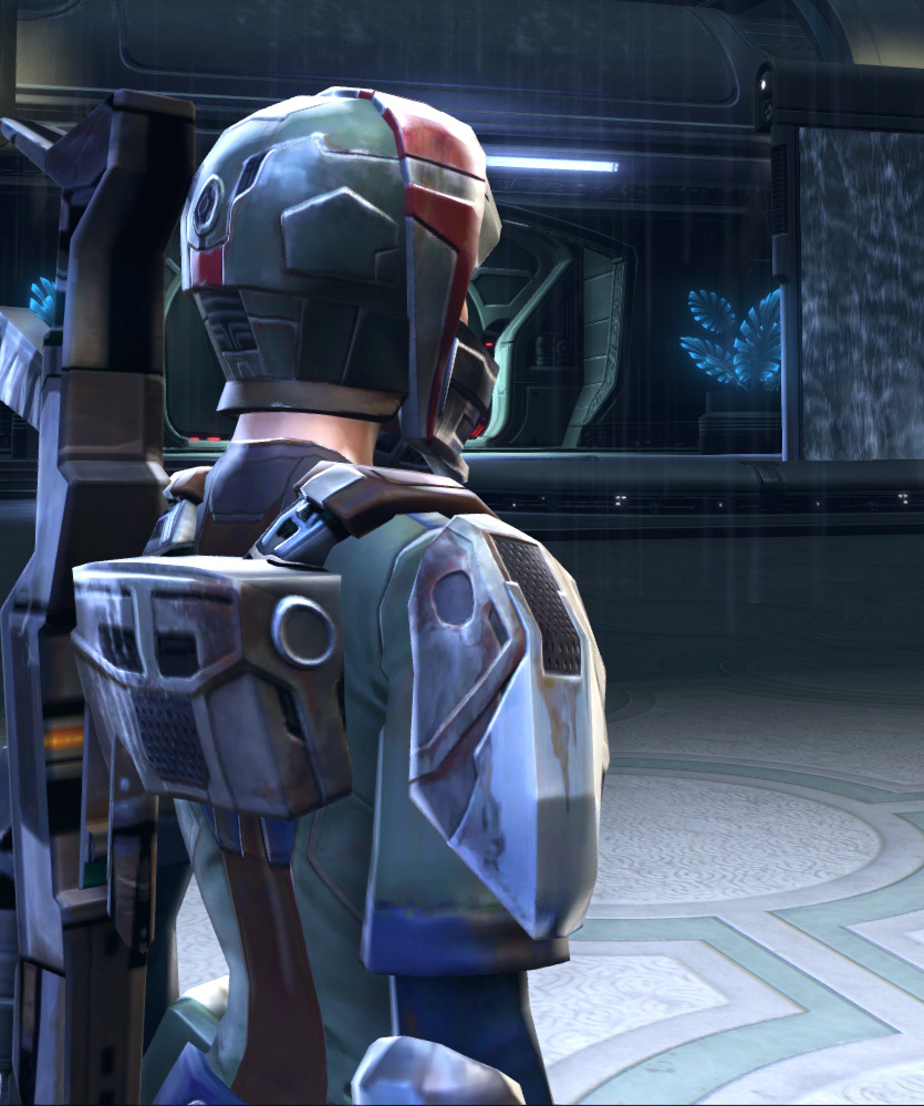 Nar Shaddaa Bounty Hunter Armor Set detailed back view from Star Wars: The Old Republic.