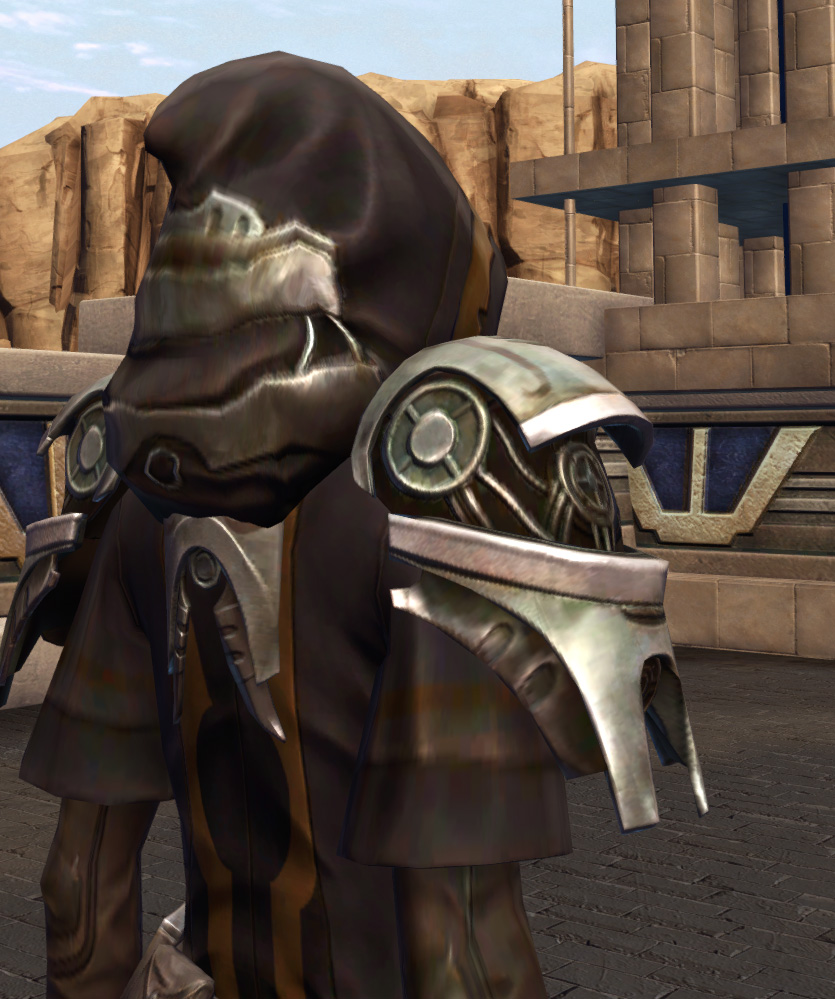 Rakata Bulwark (Imperial) Armor Set detailed back view from Star Wars: The Old Republic.