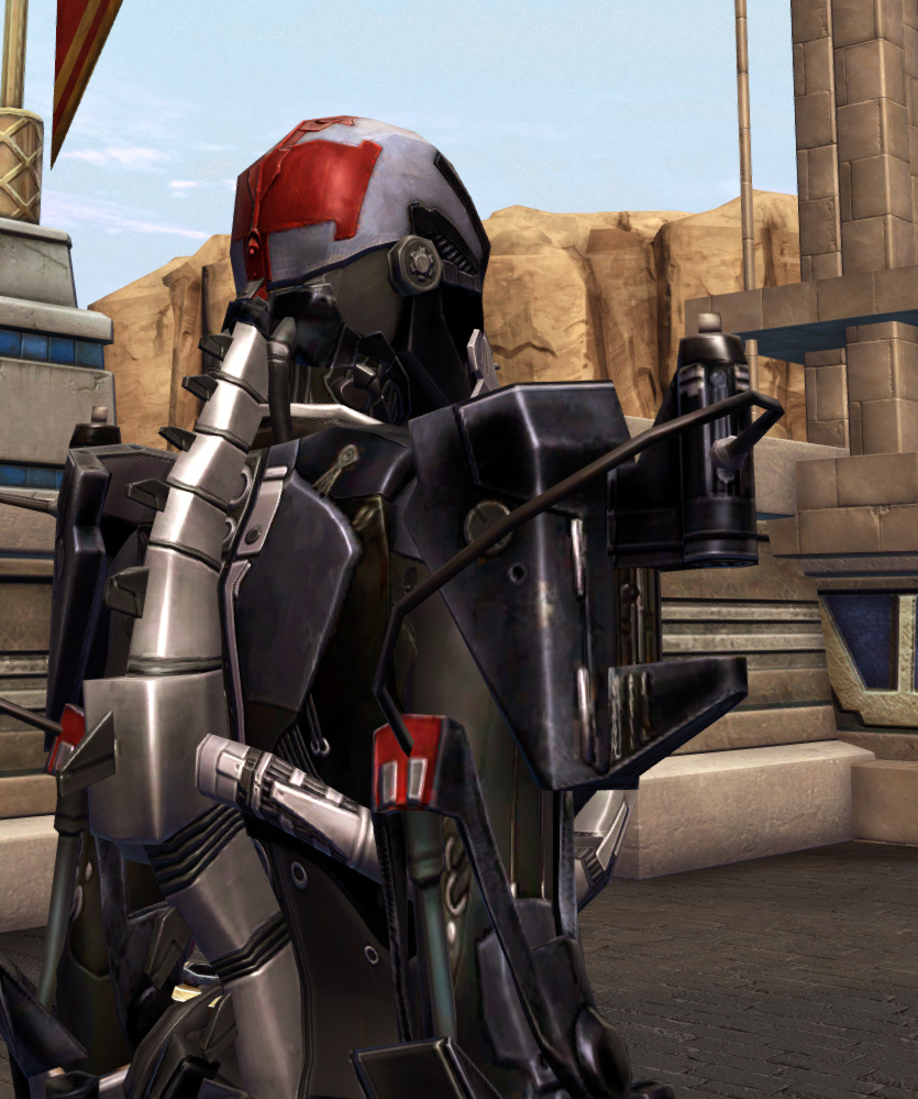 Rakata Pummeler (Imperial) Armor Set detailed back view from Star Wars: The Old Republic.