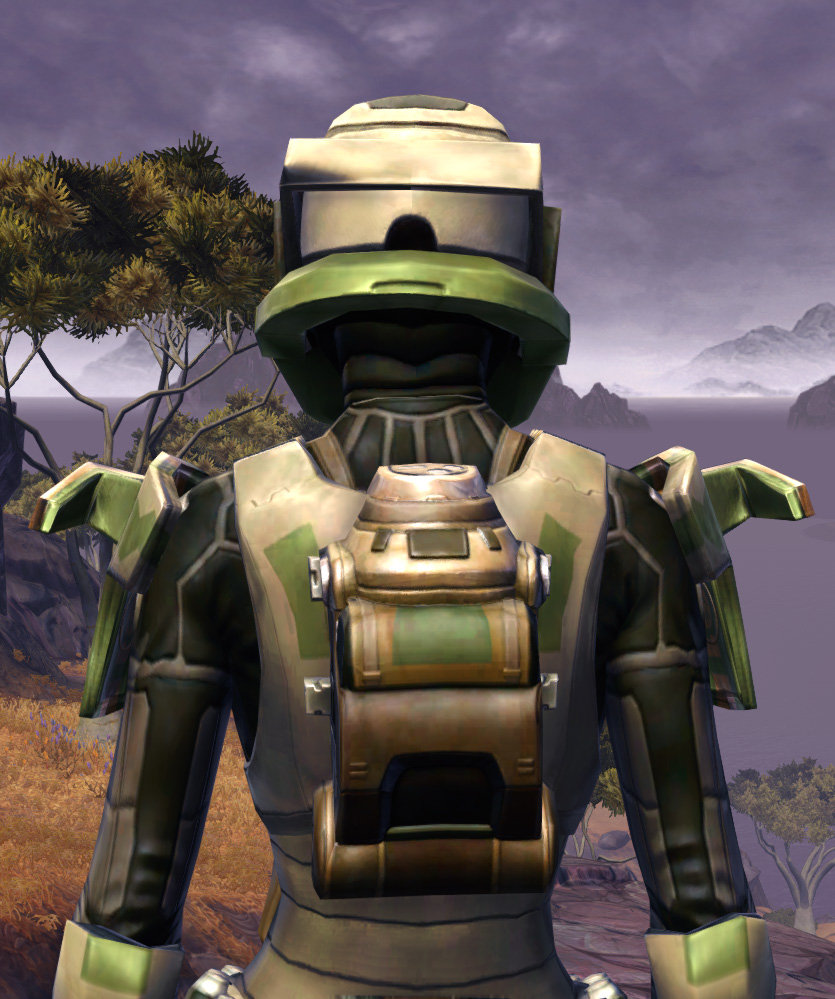 Electrum Onslaught Armor Set detailed back view from Star Wars: The Old Republic.