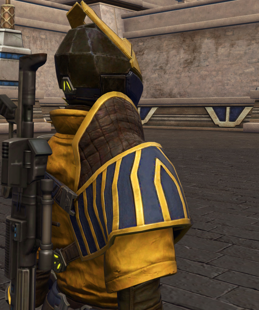 Thyrsian Fitted (Dyeable) Armor Set detailed back view from Star Wars: The Old Republic.