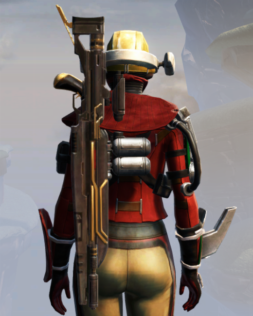War Hero Field Tech (Rated) Armor Set Back from Star Wars: The Old Republic.