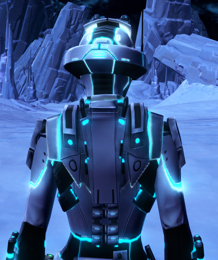 White Scalene Armor Set detailed back view from Star Wars: The Old Republic.